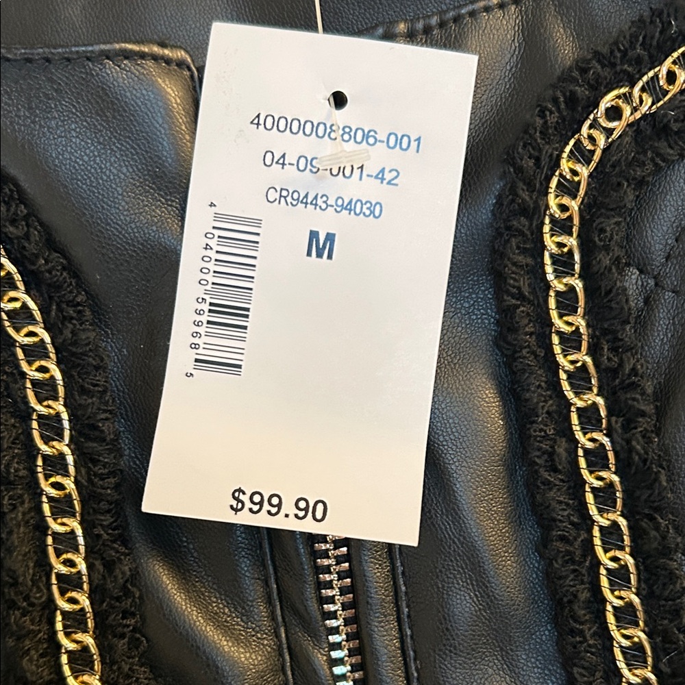 Cleo Black Quilted Jacket with Chain Detail - Picture 5 of 12